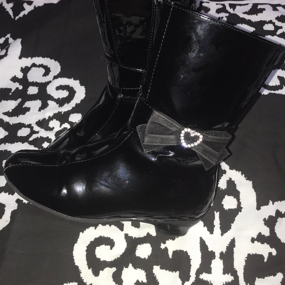 Black patent leather boots
